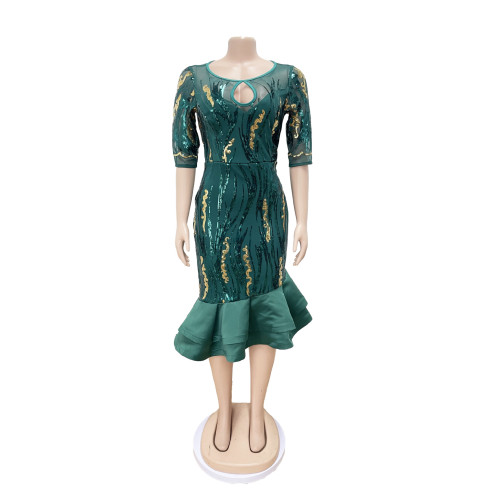 Heavy Industry Sequin Mesh Sexy Party Dress