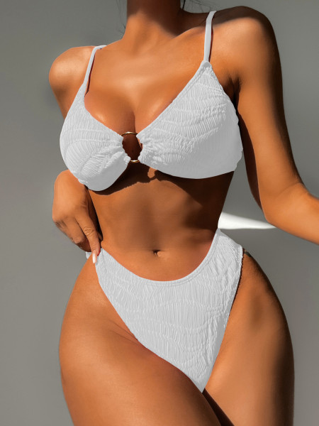 Special pattern bikini solid color small circle triangle bag swimsuit