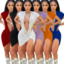 Dress Sexy Solid Dark V-Neck Solid Nightclub Dress