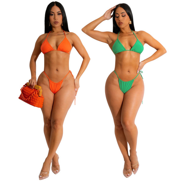 Size printed irregular mesh dress bikini three piece set