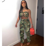 Sleeveless Strap Wrapped Chest Vest Pants Two Piece Sports Set