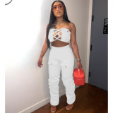 Sleeveless Strap Wrapped Chest Vest Pants Two Piece Sports Set