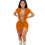 Dress Sexy Solid Dark V-Neck Solid Nightclub Dress