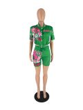 Women's Button Thread Printing Personalized Fashion Two Piece Set