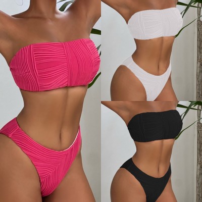3D striped fabric sexy bikini