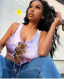 Sexy Coloring sleeveless Lace-Up Cardigan Mini Top YX405902
