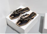 Fashion Chain Large Outwear Beach Flat Bottom Sandals for Women