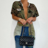 Camo Gel Sexy Hollow Short Sleeve Top