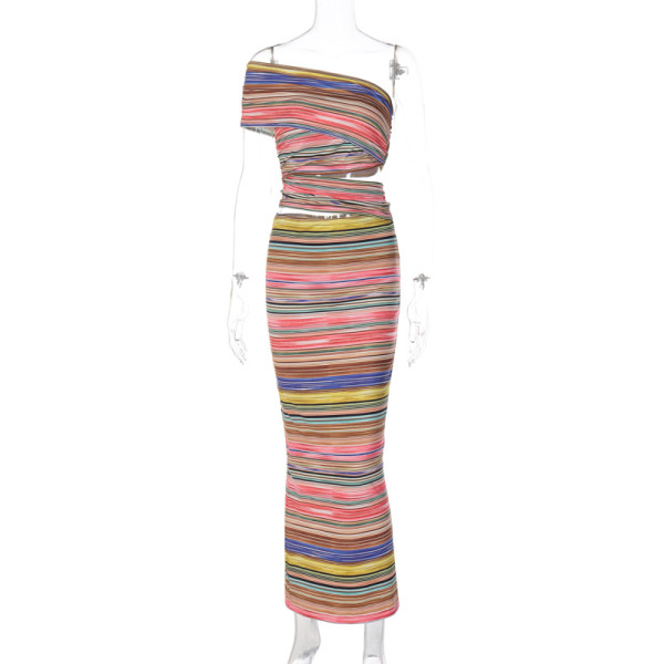 Fashion Printed Slim Fit Hollow Open Back Split Dress