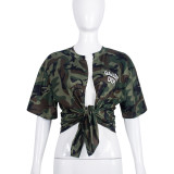 Camo Gel Sexy Hollow Short Sleeve Top