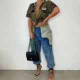 Camo Gel Sexy Hollow Short Sleeve Top