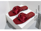Stone pattern flat bottomed sandals and fashionable ribbon herringbone flip flops