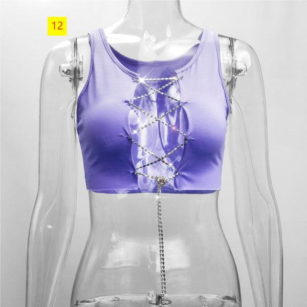 Sexy Coloring sleeveless Lace-Up Cardigan Mini Top YX405902