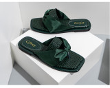 Stone pattern flat bottomed sandals and fashionable ribbon herringbone flip flops