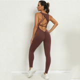 Jumpsuit women's one-piece yoga sleeveless fitness suit running sportswear elastic tight training suit