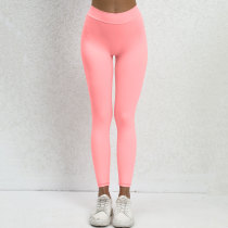No Awkwardness Thread Honey Peach Hip Fitness Yoga Pants V-Waist Cross Hip Tight Sports Pants