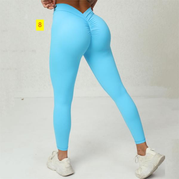 No Awkwardness Thread Honey Peach Hip Fitness Yoga Pants V-Waist Cross Hip Tight Sports Pants