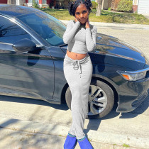 Solid casual pleated drawstring tie high waisted slim fitting long skirt Solid casual pleated drawstring tie high waisted slim fitting long skirt