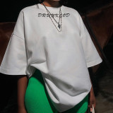 Letter printed round neck half sleeved T-shirt Top High Street Fashion Loose Short Sleeve