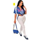 Leisure Fashion Hollow Out Versatile Tassel Print Slim Fit T-shirt