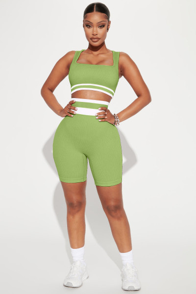 Pit stripe color matching sports vest two-piece set