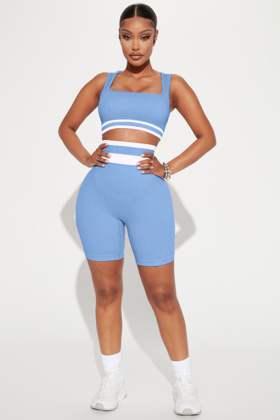 Pit stripe color matching sports vest two-piece set