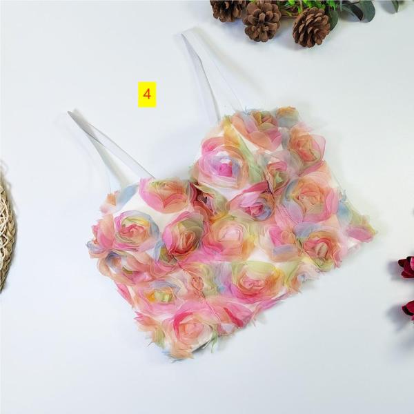 Colored flower bra with salt cute windfish bone strap slim fitting elastic vest