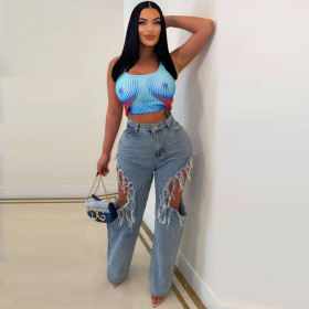 Sexy distressed washed jeans