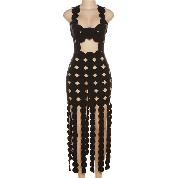 Sexy Sleeveless Hollow out High Waist Slim Fit Long Dress