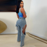 Sexy distressed washed jeans