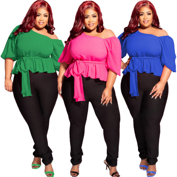 Large Women's Chiffon Strap Off Shoulder Sexy Top