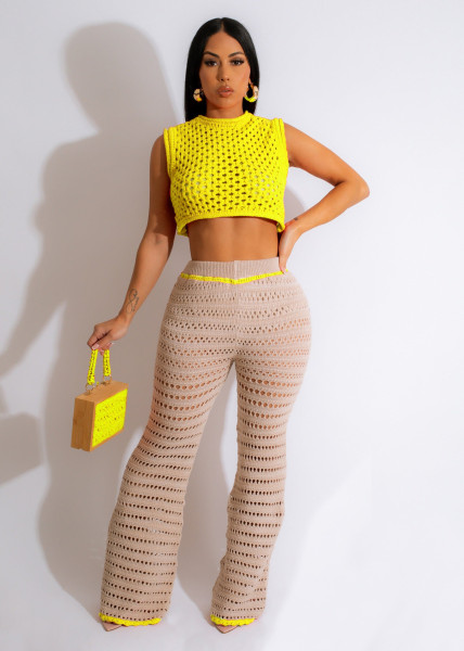 Knitted hand hook outdoor sports and leisure suit for women