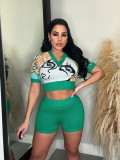 Printed collar slim fitting sports casual set