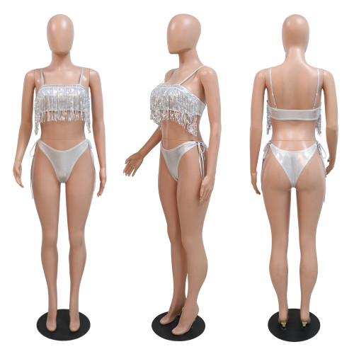 Sexy Bikini Line Two Piece Set Fashion Tassel Bikini