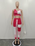 Fashion casual color contrast women's suspender top and pants set