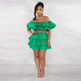 Sexy ruffled shorts two-piece nightclub outfit