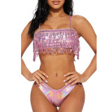 Sexy Bikini Line Two Piece Set Fashion Tassel Bikini
