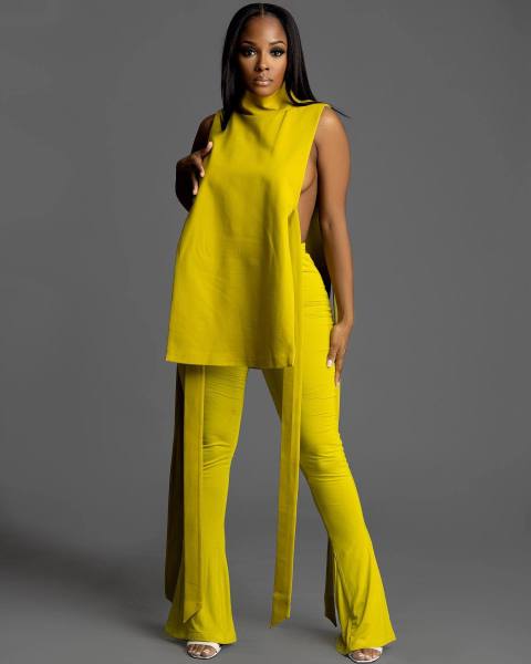Fashion Sexy Women's Sleeveless Strap Flare Hem Two Piece Set
