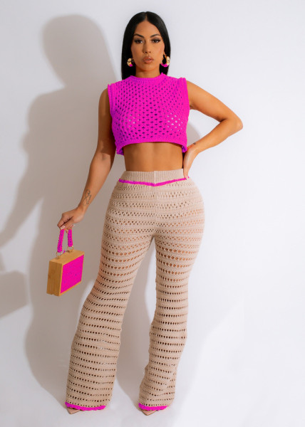 Knitted hand hook outdoor sports and leisure suit for women