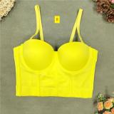 Large suspender vest without underwear Spicy girl top Women's short open belly button sexy fishbone bra solid color