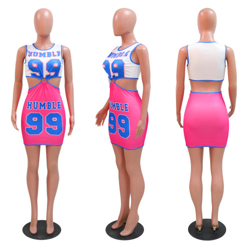 Fashion Round Neck Casual Wrap Hip Dress Sexy Short Dress