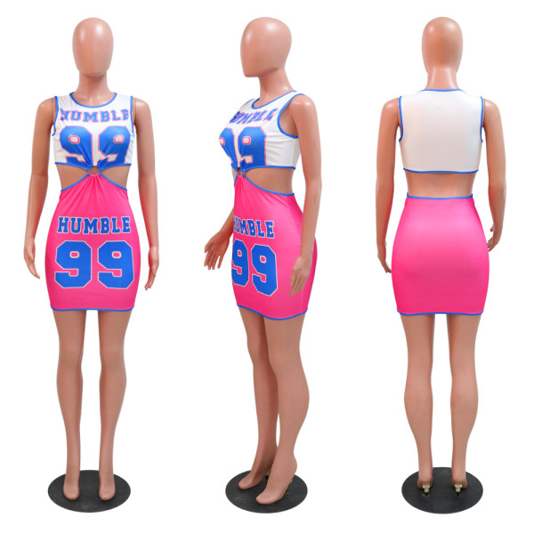 Fashion Round Neck Casual Wrap Hip Dress Sexy Short Dress