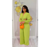 Sexy solid color long neck jumpsuit with three colors available