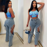 Sexy distressed washed jeans