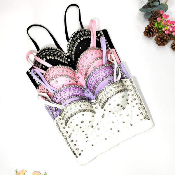 Shaping bra, heavy work nail bead, fish bone corset, inner and outer wearing rhinestone backless suspender