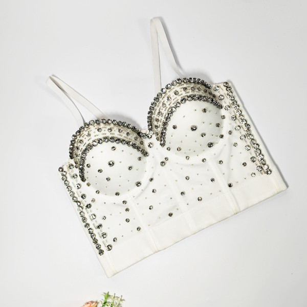 Shaping bra, heavy work nail bead, fish bone corset, inner and outer wearing rhinestone backless suspender