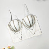 Water diamond chain nail bead bra and waist short fishbone shaping bra for external wear