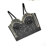 Shaping bra, heavy work nail bead, fish bone corset, inner and outer wearing rhinestone backless suspender