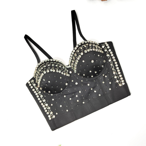 Shaping bra, heavy work nail bead, fish bone corset, inner and outer wearing rhinestone backless suspender