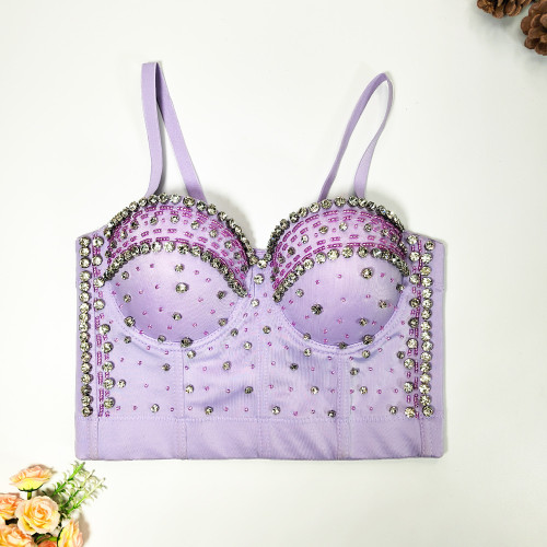 Shaping bra, heavy work nail bead, fish bone corset, inner and outer wearing rhinestone backless suspender